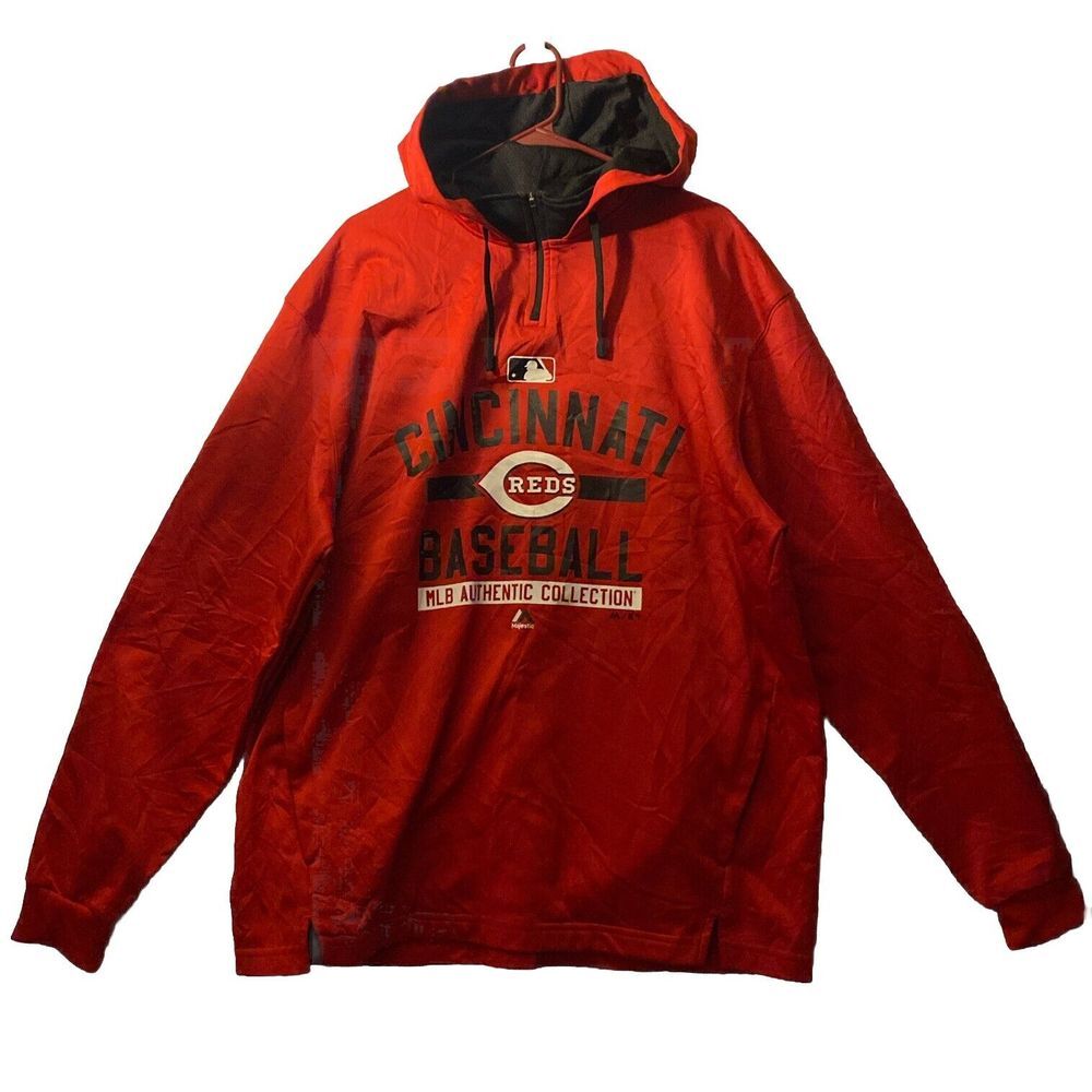 Majestic MLB Authentic Collection Cincinnati Reds Hooded Pullover‎ XL